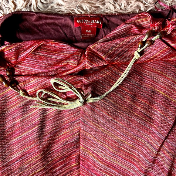 Guess Red and orange shiny dress with leather straps. Just gorgeous on! - Picture 3 of 3